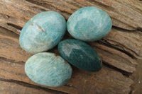 Polished Blue Amazonite Galets  x 12 From Madagascar - Toprock Gemstones and Minerals 
