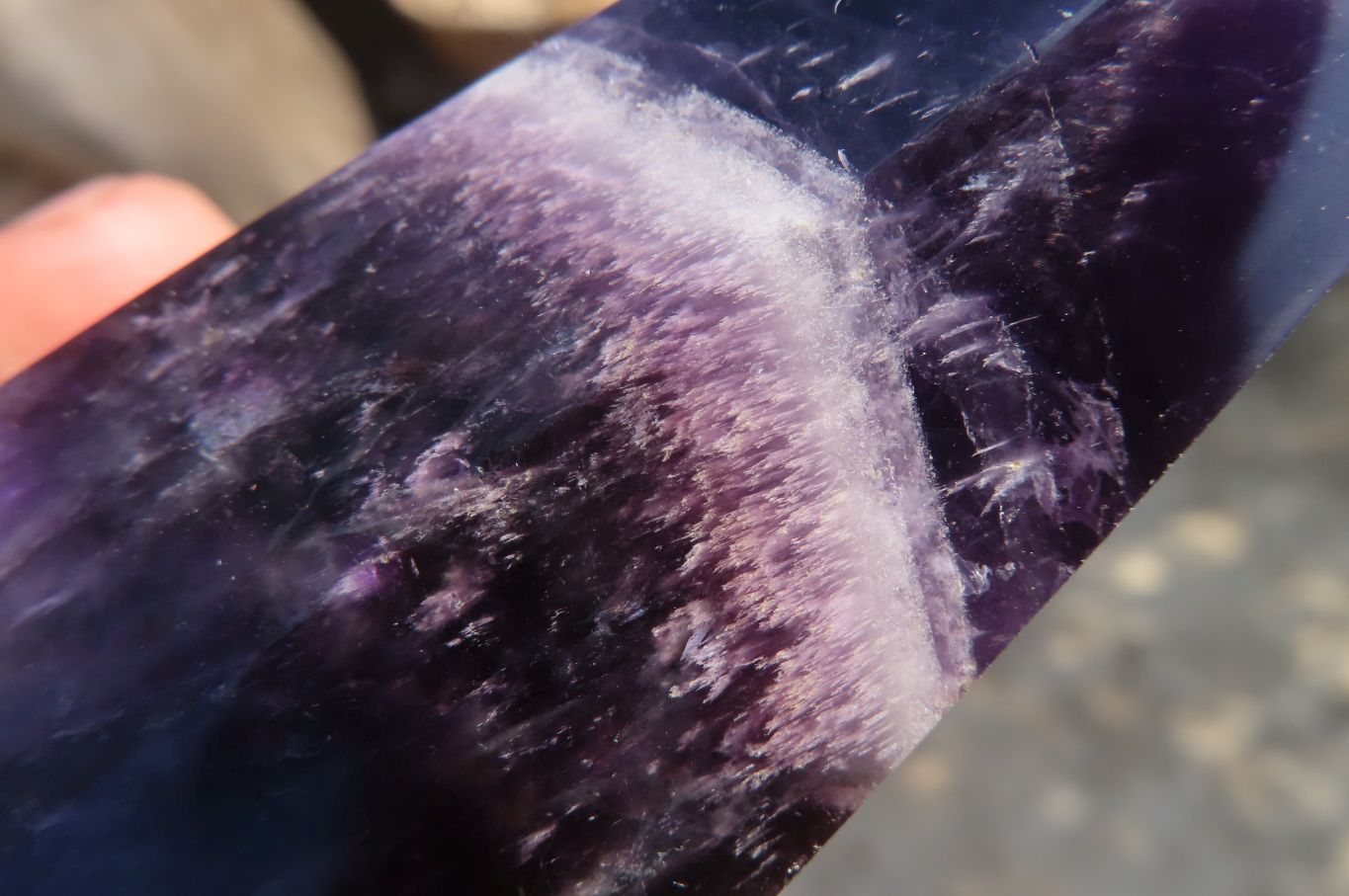 Polished Chevron Amethyst Points x 2 From Zambia - Toprock Gemstones and Minerals 