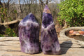 Polished Chevron Amethyst Points x 2 From Zambia - Toprock Gemstones and Minerals 