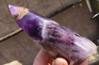 Polished Chevron Amethyst Points x 2 From Zambia