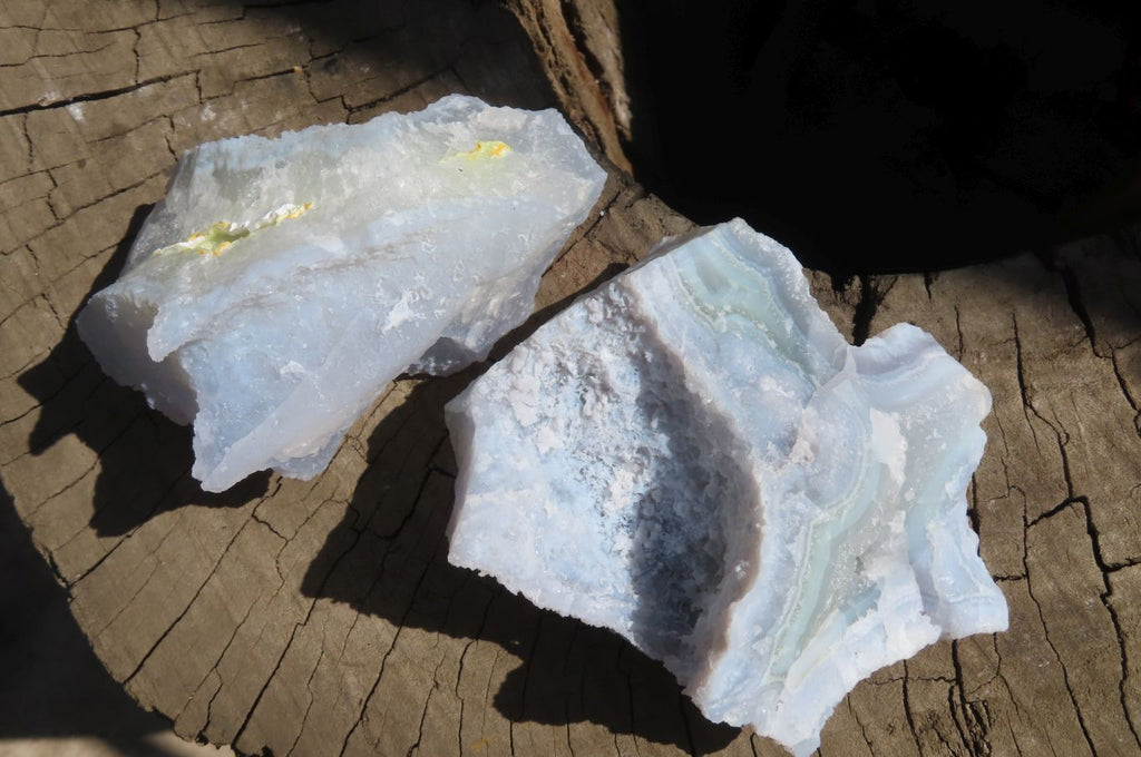 Natural Etched Blue Chalcedony Specimens x 6 From Nsanje, Malawi - Toprock Gemstones and Minerals 