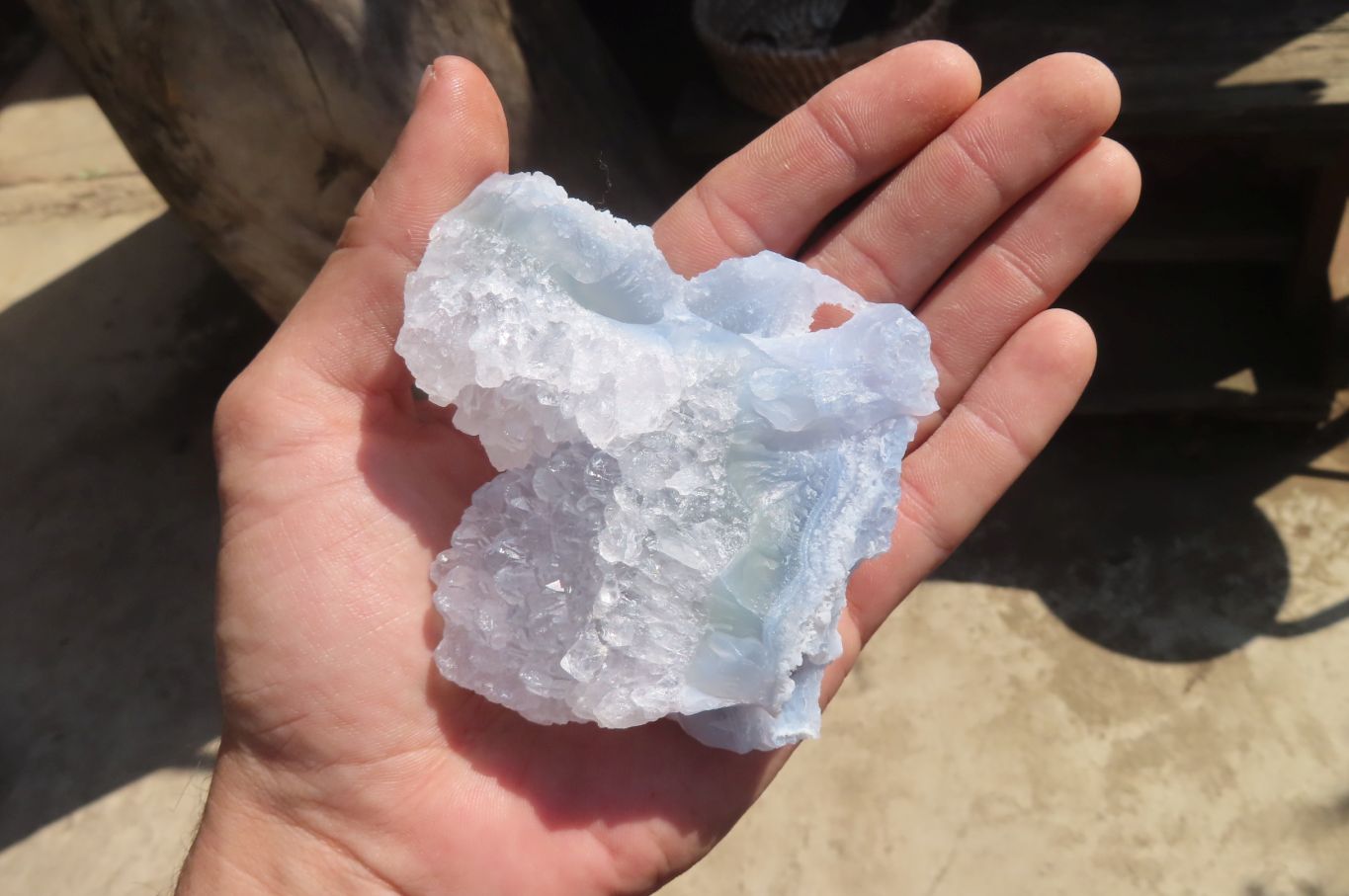 Natural Etched Blue Chalcedony Specimens x 6 From Nsanje, Malawi - Toprock Gemstones and Minerals 