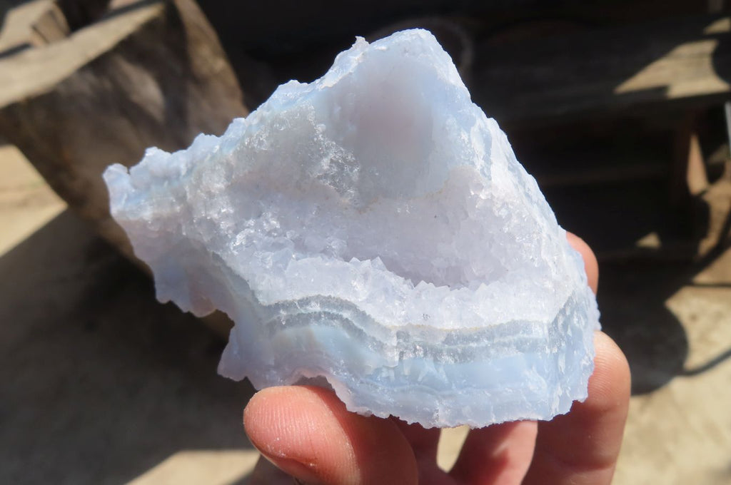 Natural Etched Blue Chalcedony Specimens x 6 From Nsanje, Malawi - Toprock Gemstones and Minerals 