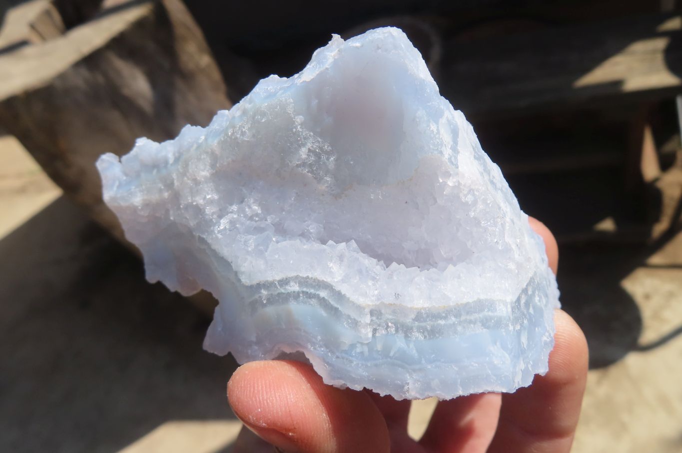 Natural Etched Blue Chalcedony Specimens x 6 From Nsanje, Malawi - Toprock Gemstones and Minerals 