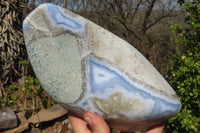 Polished Blue Lace Agate Standing Free Forms x 1 From Nsanje, Malawi - Toprock Gemstones and Minerals 