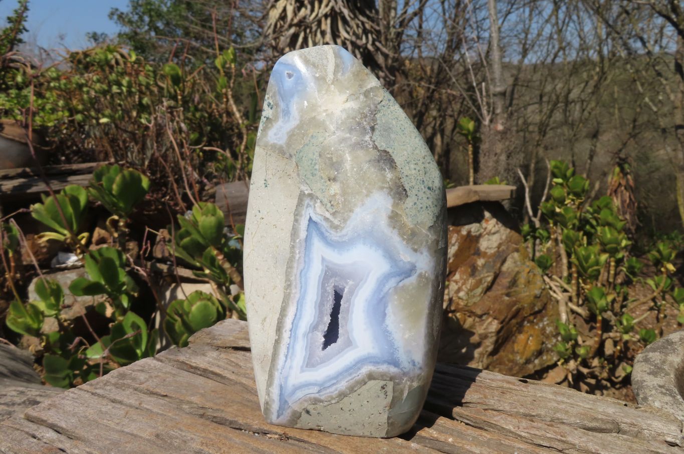 Polished Blue Lace Agate Standing Free Forms x 1 From Nsanje, Malawi - Toprock Gemstones and Minerals 