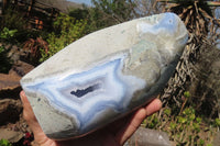 Polished Blue Lace Agate Standing Free Forms x 1 From Nsanje, Malawi - Toprock Gemstones and Minerals 