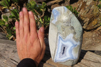 Polished Blue Lace Agate Standing Free Forms x 1 From Nsanje, Malawi - Toprock Gemstones and Minerals 