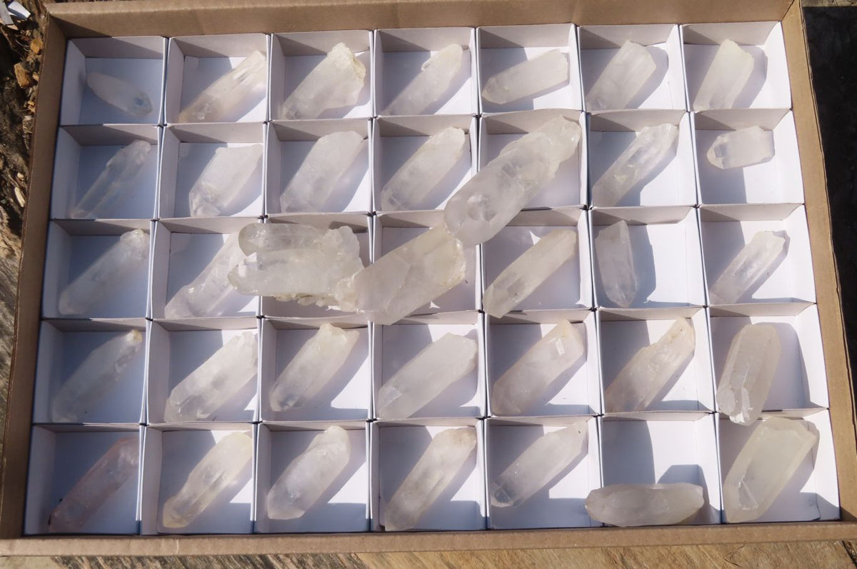 Natural Single Clear Quartz Crystals x 35 From Mpika, Zambia - Toprock Gemstones and Minerals 