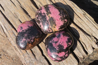 Polished Rhodonite Hearts x 3 From Ambindavato, Madagascar