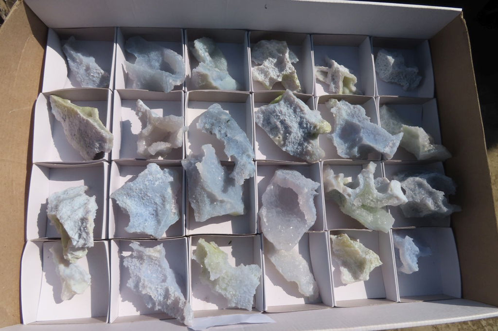 Natural Etched Blue Chalcedony Specimens x 24 From Nsanje, Malawi - Toprock Gemstones and Minerals 