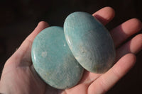 Polished Amazonite Galet / Palm Stones x 12 From Ambositra, Madagascar