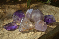 Polished Window Amethyst Crystals x 6 From Ankazobe, Madagascar - Toprock Gemstones and Minerals 