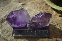Polished Window Amethyst Crystals x 6 From Ankazobe, Madagascar - Toprock Gemstones and Minerals 