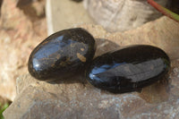 Polished Black Tourmaline Galet / Palm Stones x 12 From Madagascar - Toprock Gemstones and Minerals 