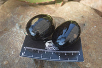 Polished Black Tourmaline Galet / Palm Stones x 12 From Madagascar - Toprock Gemstones and Minerals 