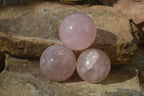 Polished Star Rose Quartz Spheres x 3 From Madagascar - Toprock Gemstones and Minerals 