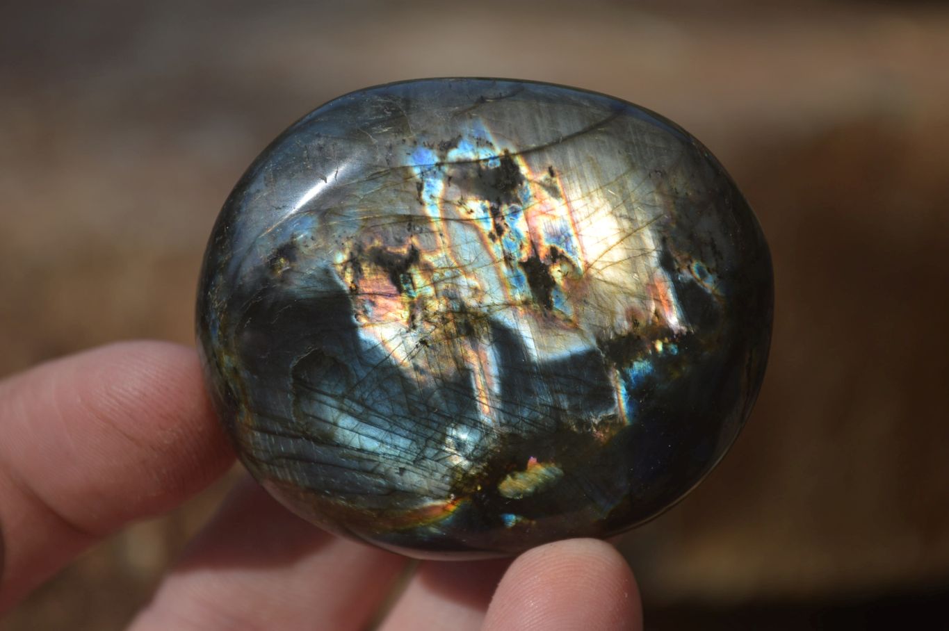 Polished Labradorite Galets / Palm Stones x 12 From Tulear, Madagascar - Toprock Gemstones and Minerals 