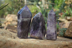 Polished Chevron Amethyst Crystals x 3 Zambia - Toprock Gemstones and Minerals 