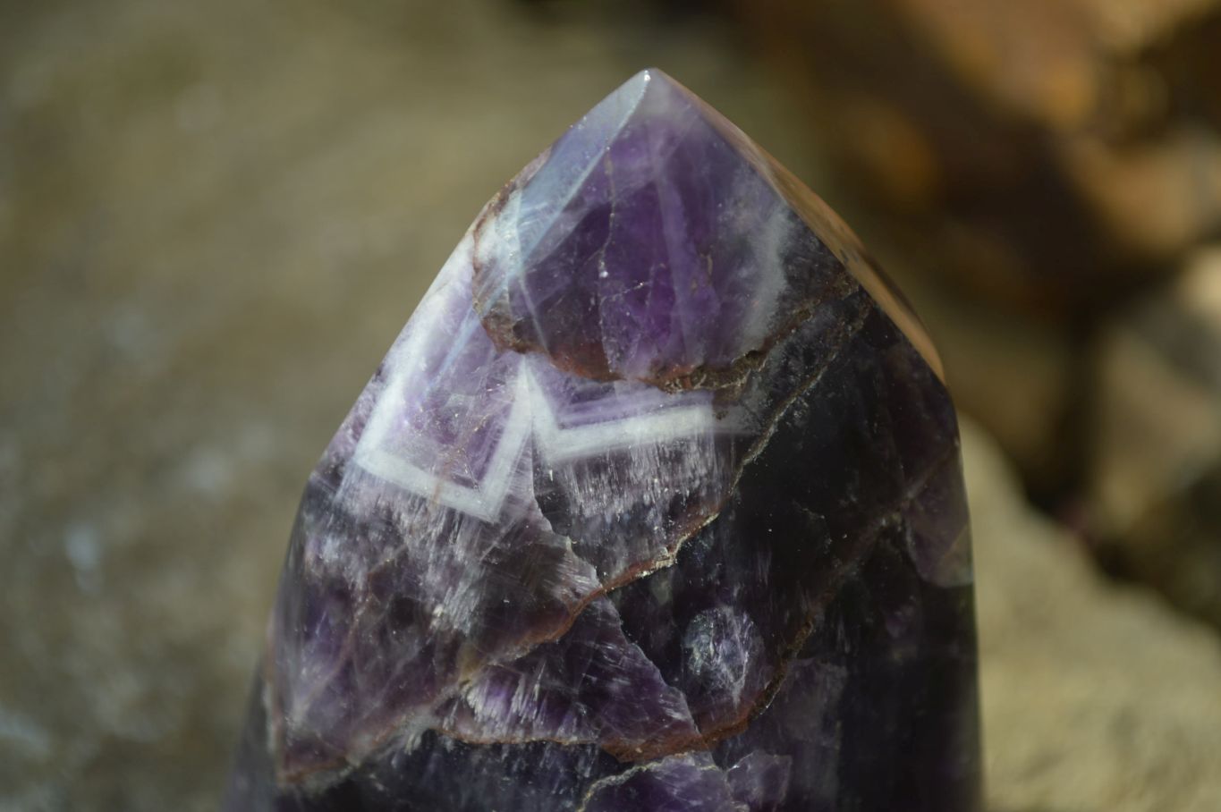 Polished Chevron Amethyst Crystals x 3 Zambia - Toprock Gemstones and Minerals 