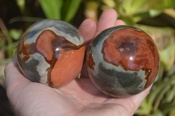 Polished Polychrome Jasper Spheres x 3 From Mahajanga, Madagascar - Toprock Gemstones and Minerals 