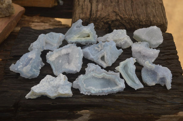 Natural Etched Blue Chalcedony Specimens x 12 From Nsanje, Malawi - Toprock Gemstones and Minerals 