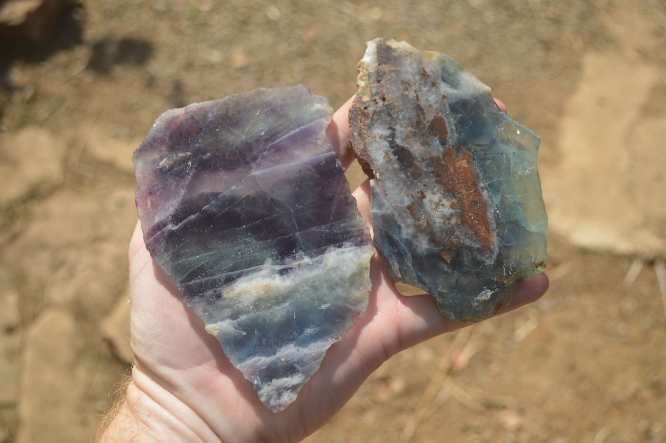 Polished One Side Watermelon Fluorite x 4 From Uis, Namibia - Toprock Gemstones and Minerals 