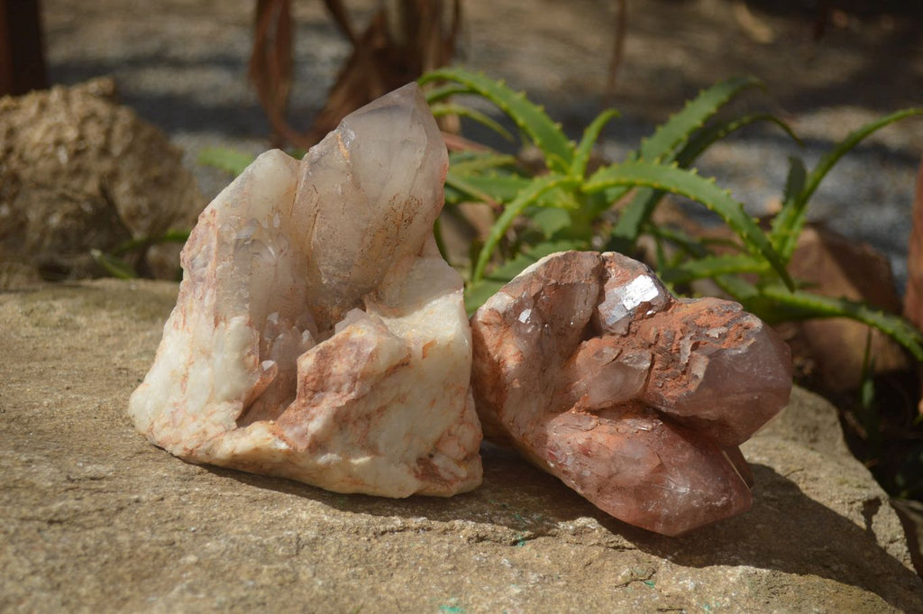 Natural Hematoid Quartz Clusters x 2 From Karoi, Zimbabwe - Toprock Gemstones and Minerals 