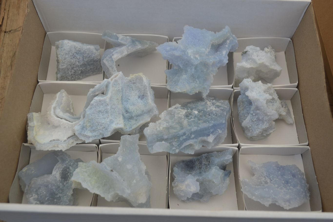 Natural Etched Blue Chalcedony Specimens x 12 From Nsanje, Malawi - Toprock Gemstones and Minerals 