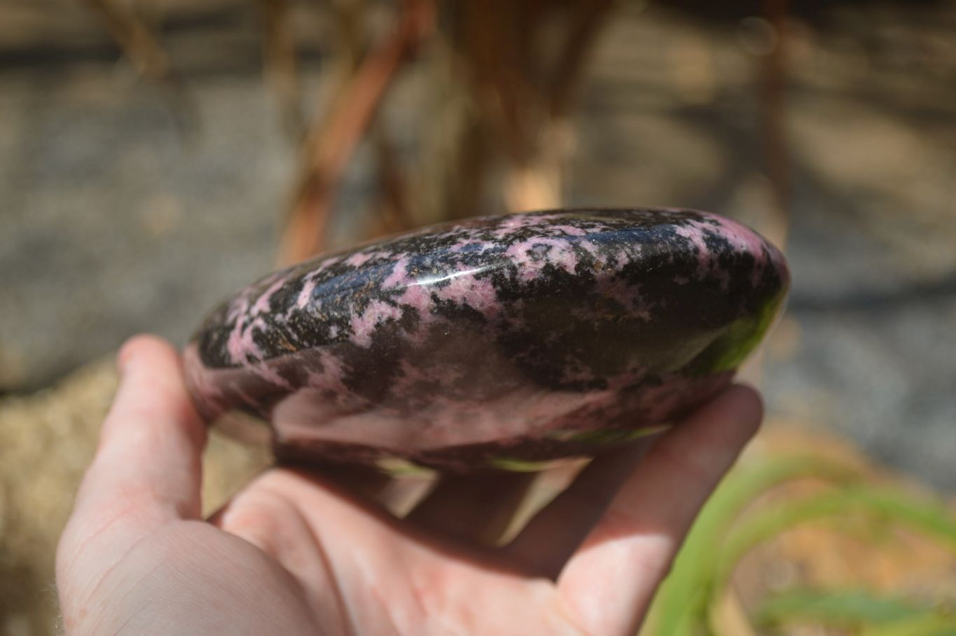 Polished Rhodonite Standing Free Form x 1 From Ambindavato, Madagascar - Toprock Gemstones and Minerals 