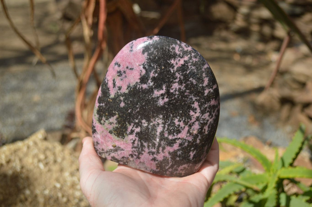 Polished Rhodonite Standing Free Form x 1 From Ambindavato, Madagascar - Toprock Gemstones and Minerals 