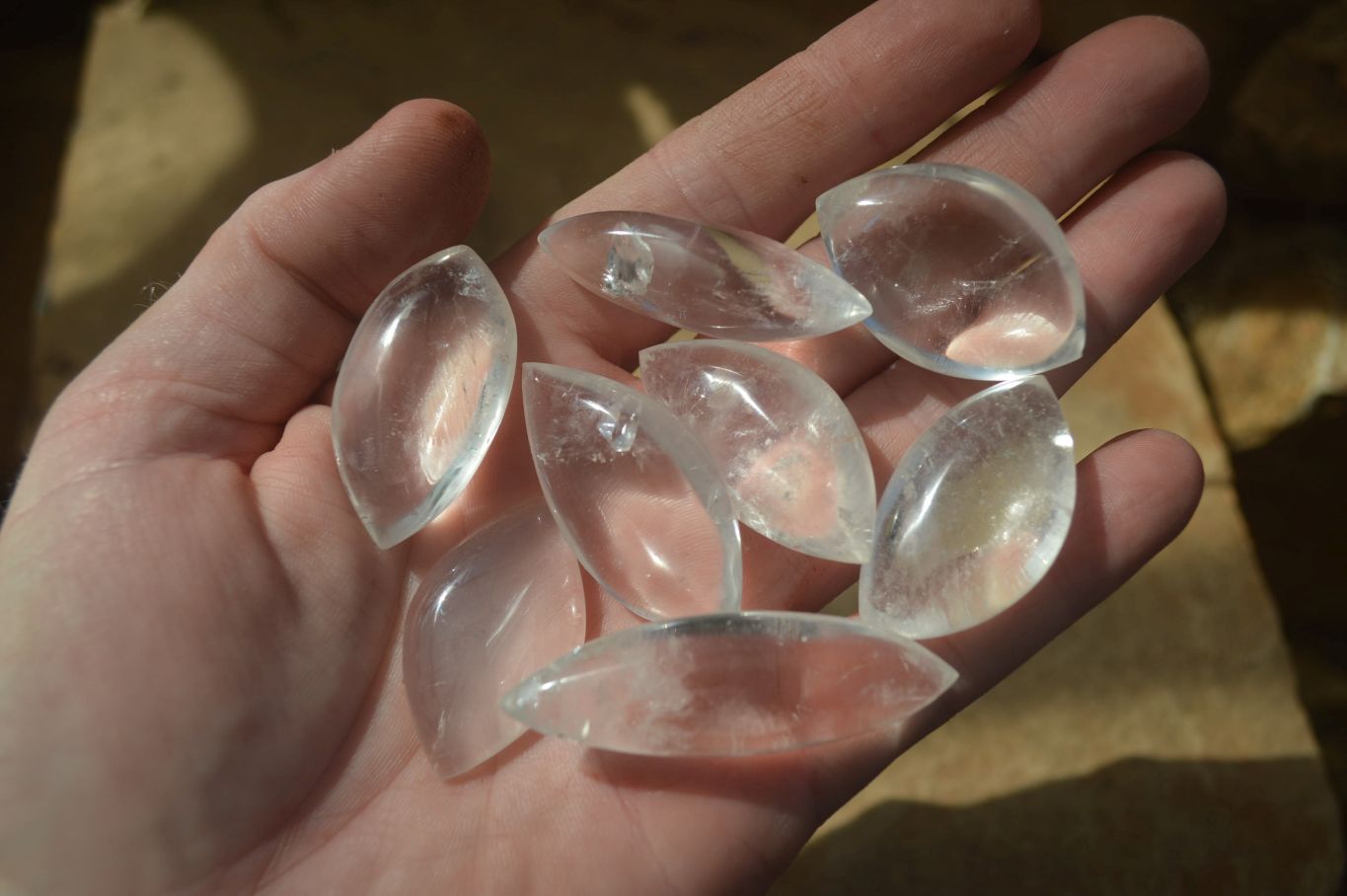 Polished Clear Quartz "Angel Tears" Pendant Pieces x 20 From Madagascar - Toprock Gemstones and Minerals 