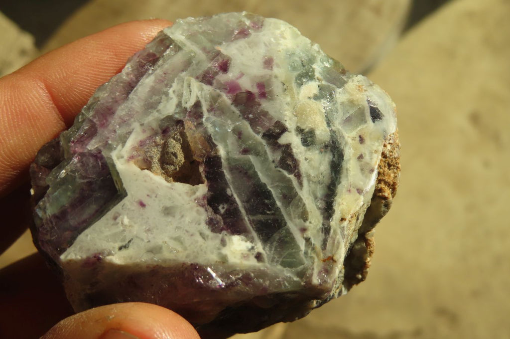 Polished On One Side Watermelon Fluorite x 12 From Uis, Namibia - Toprock Gemstones and Minerals 