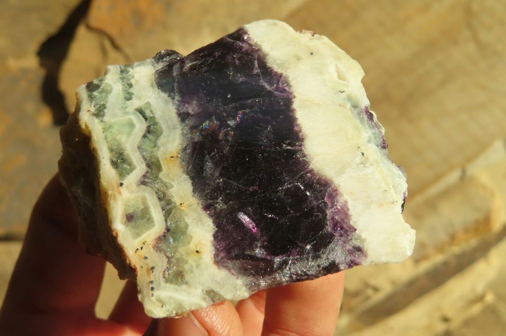 Polished On One Side Watermelon Fluorite x 12 From Uis, Namibia - Toprock Gemstones and Minerals 