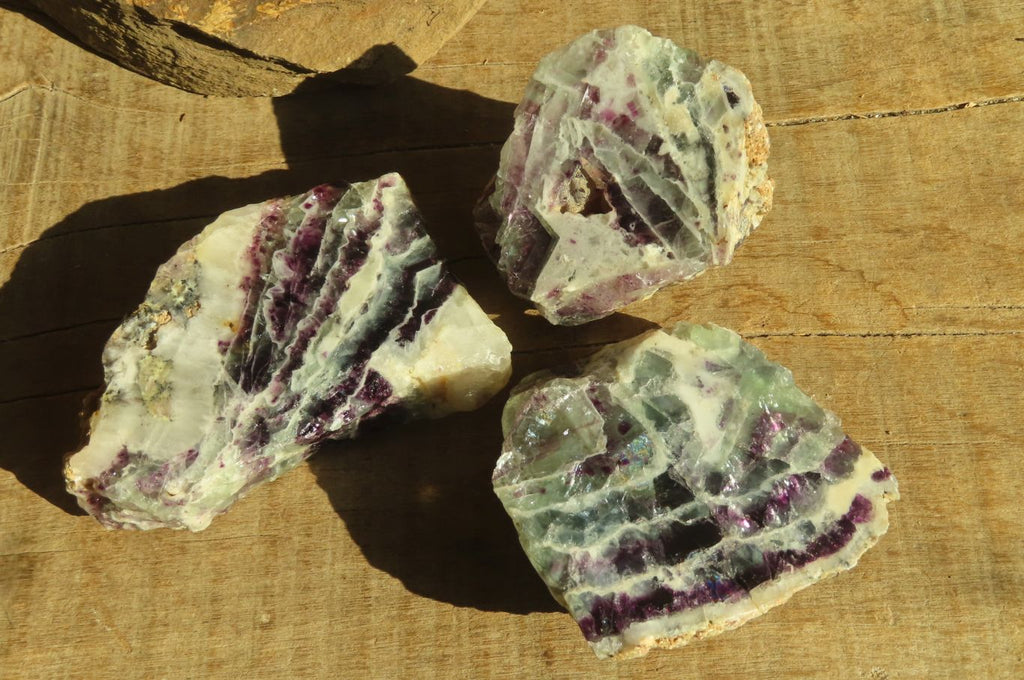 Polished On One Side Watermelon Fluorite x 12 From Uis, Namibia - Toprock Gemstones and Minerals 