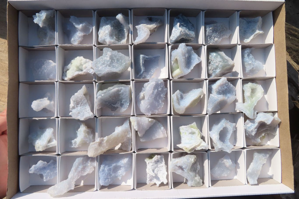 Natural Etched Blue Chalcedony Specimens x 35 From Nsanje, Malawi - Toprock Gemstones and Minerals 