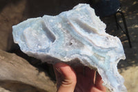 Natural Etched Blue Chalcedony Specimens x 2 From Nsanje, Malawi - Toprock Gemstones and Minerals 