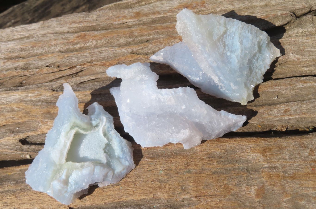 Natural Etched Blue Chalcedony Specimens x 12 From Nsanje, Malawi - Toprock Gemstones and Minerals 