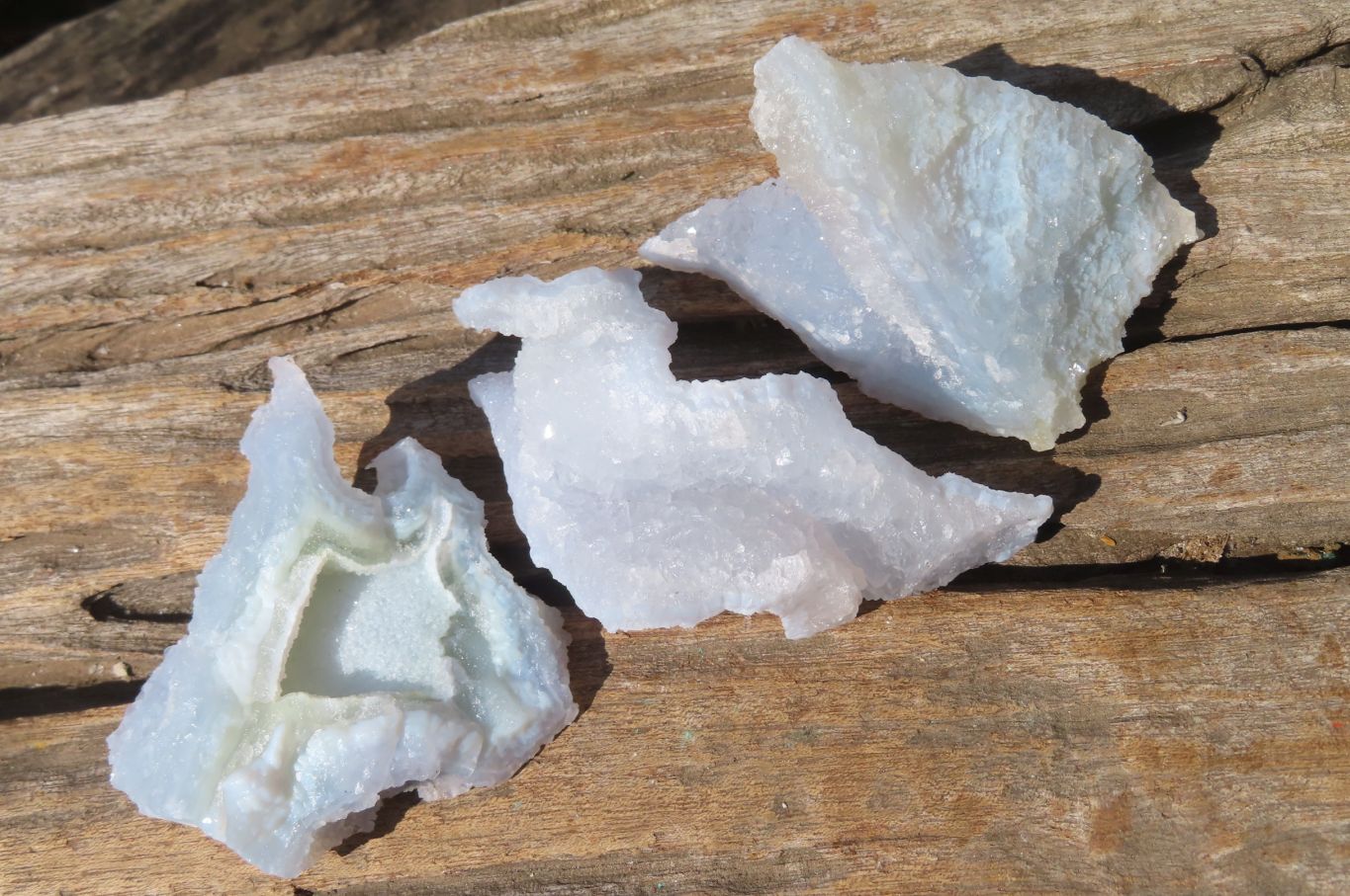 Natural Etched Blue Chalcedony Specimens x 12 From Nsanje, Malawi - Toprock Gemstones and Minerals 