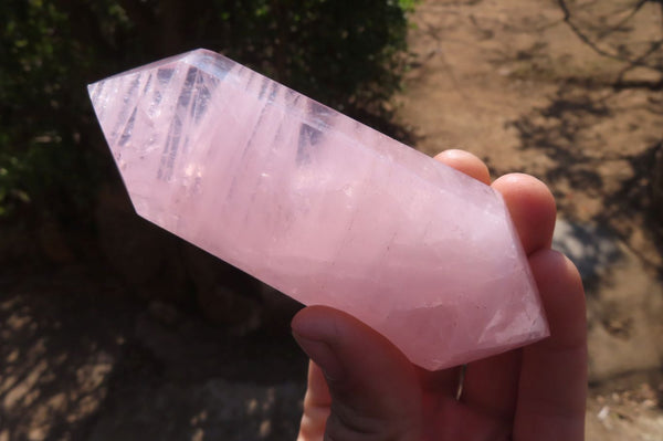 Polished Rose Quartz Points x 6 From Madagascar - Toprock Gemstones and Minerals 