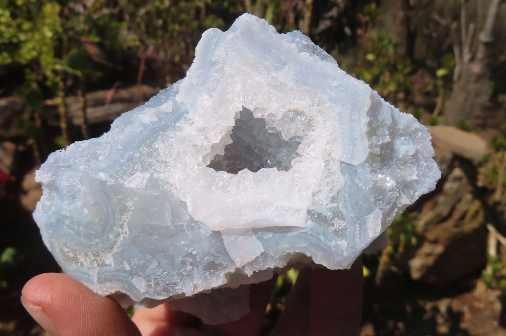 Natural Etched Blue Chalcedony Specimens x 6 From Nsanje, Malawi - Toprock Gemstones and Minerals 