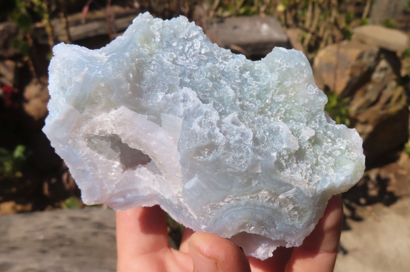 Natural Etched Blue Chalcedony Specimens x 6 From Nsanje, Malawi - Toprock Gemstones and Minerals 