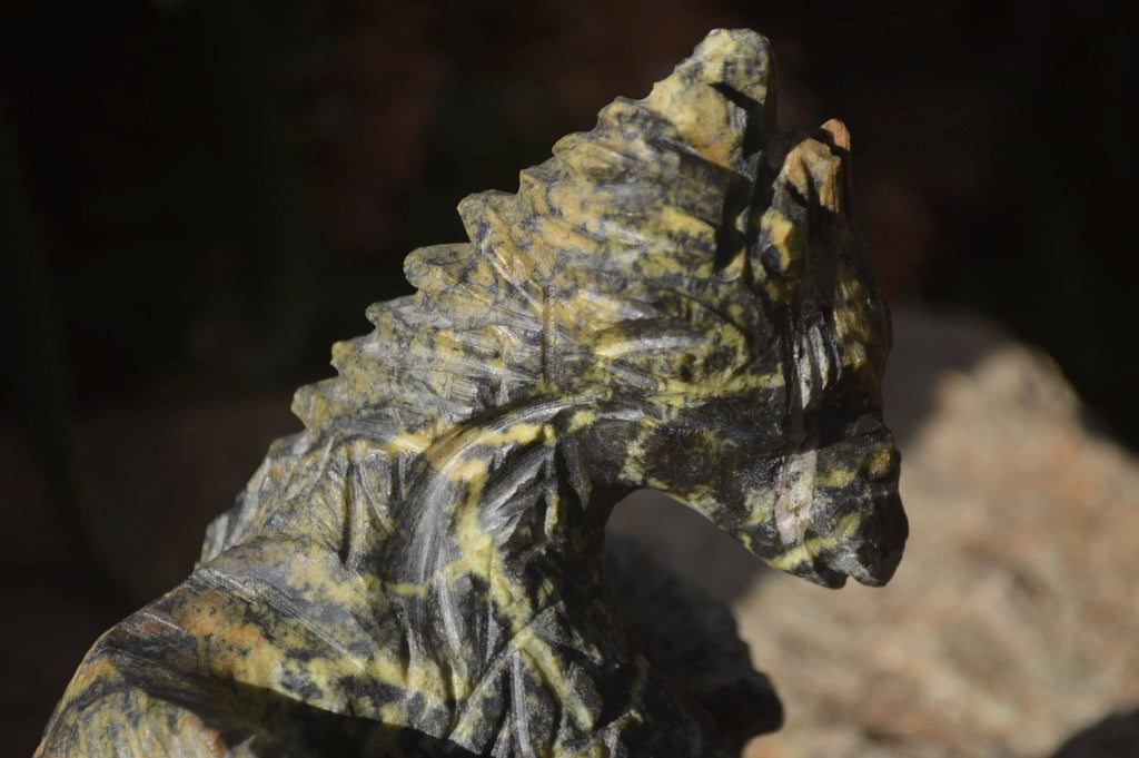 Polished Leopard Stone Welsh Dragon Carving x 1 From Zimbabwe - Toprock Gemstones and Minerals 