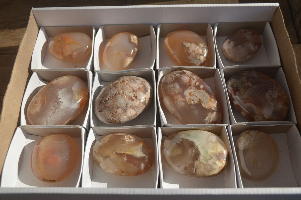 Polished Ocean Flower Agate Galet / Palm Stones x 12 From Antsahalova, Madagascar - Toprock Gemstones and Minerals 