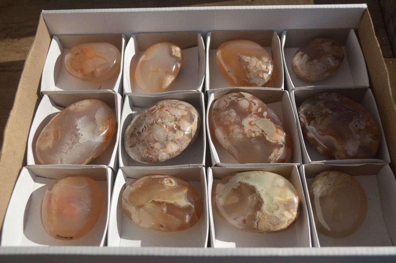 Polished Ocean Flower Agate Galet / Palm Stones x 12 From Antsahalova, Madagascar - Toprock Gemstones and Minerals 