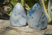 Polished Blue Spinel Quartz Standing Free Forms x 2 From Madagascar - Toprock Gemstones and Minerals 