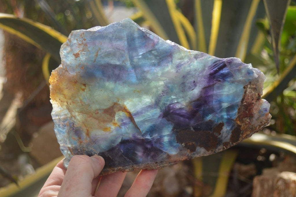 Polished Watermelon Fluorite Slice x 1 From Uis, Namibia - Toprock Gemstones and Minerals 