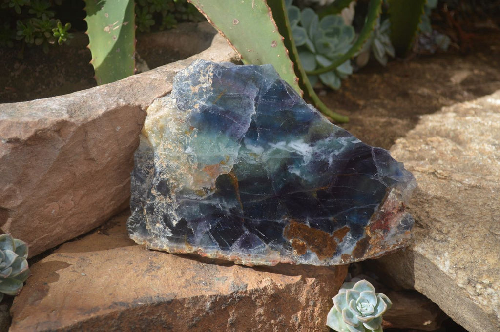 Polished Watermelon Fluorite Slice x 1 From Uis, Namibia - Toprock Gemstones and Minerals 