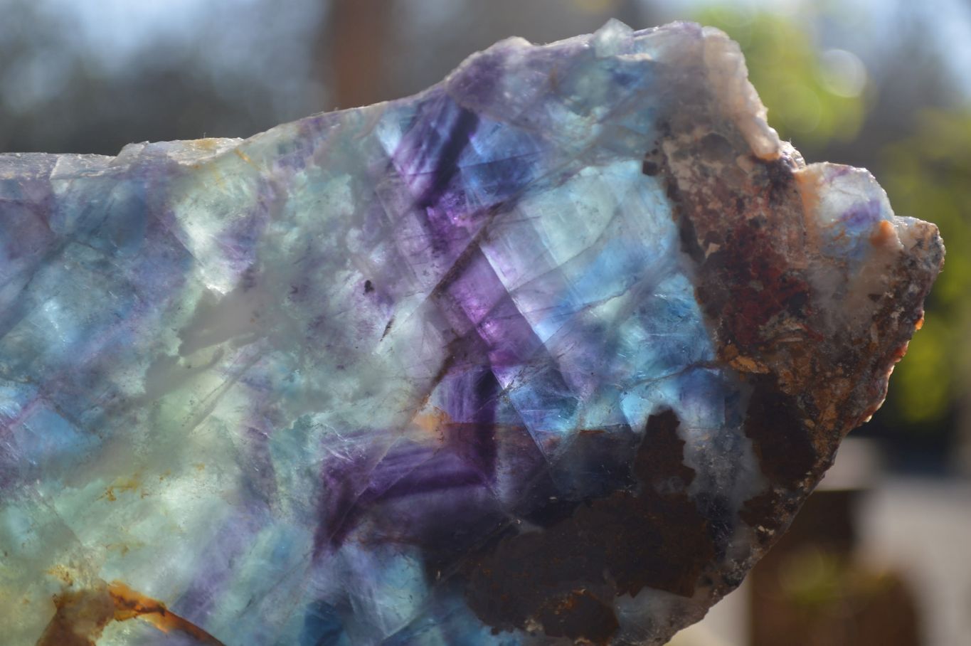 Polished Watermelon Fluorite Slice x 1 From Uis, Namibia - Toprock Gemstones and Minerals 