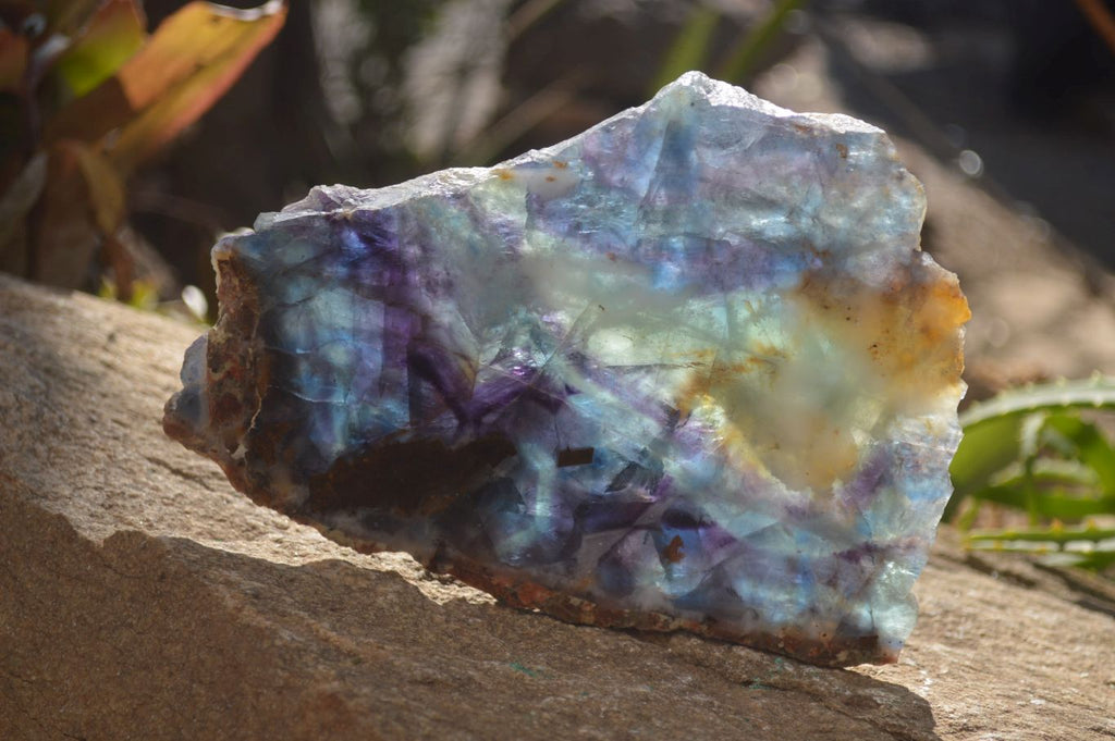 Polished Watermelon Fluorite Slice x 1 From Uis, Namibia - Toprock Gemstones and Minerals 